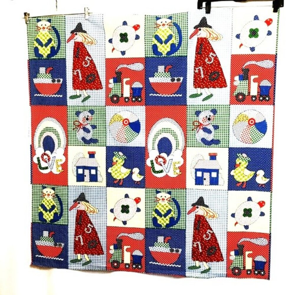SPRING MILLS Halloween Panel of Colorful Quilting Block Prints VTG 90’s